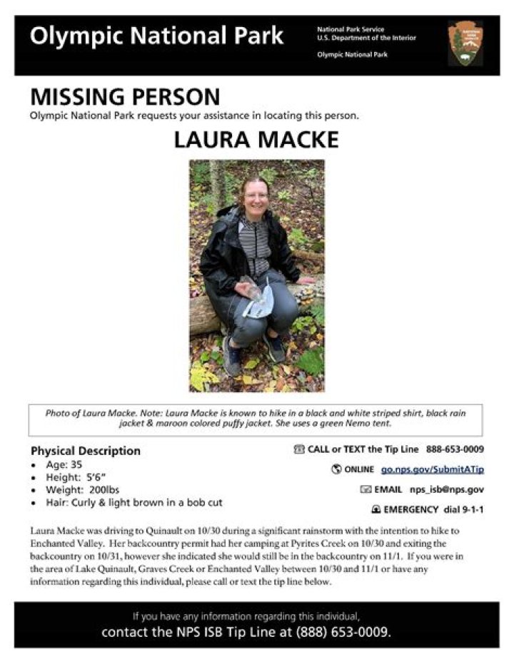 Missing Laura Macke Update; A search is underway for a missing hiker in Olympic National Park